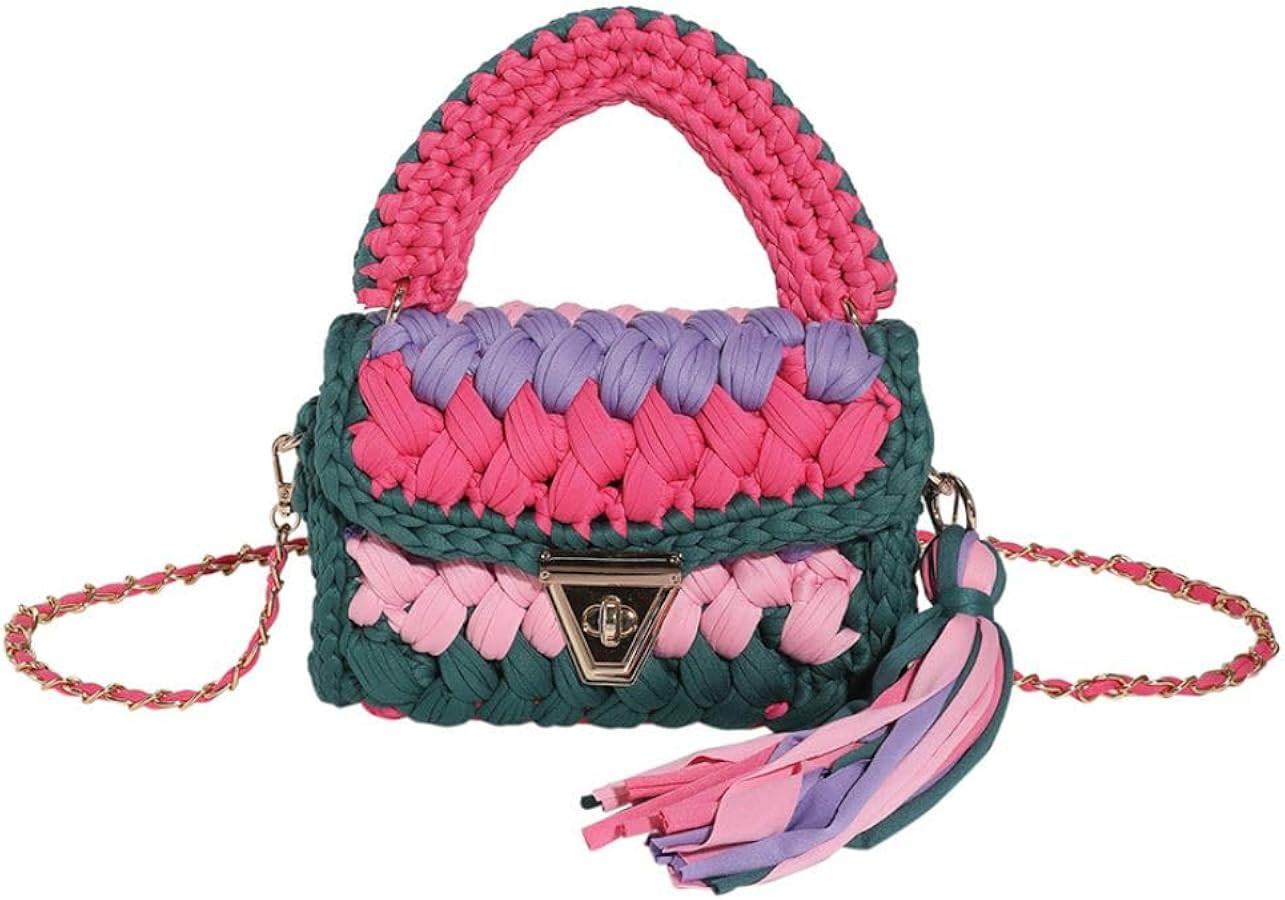 Handmade Crochet Wedding Party Purse Crossbody Bags for Women Shoulder Bag Clutch Flap Evening Ba... | Amazon (US)