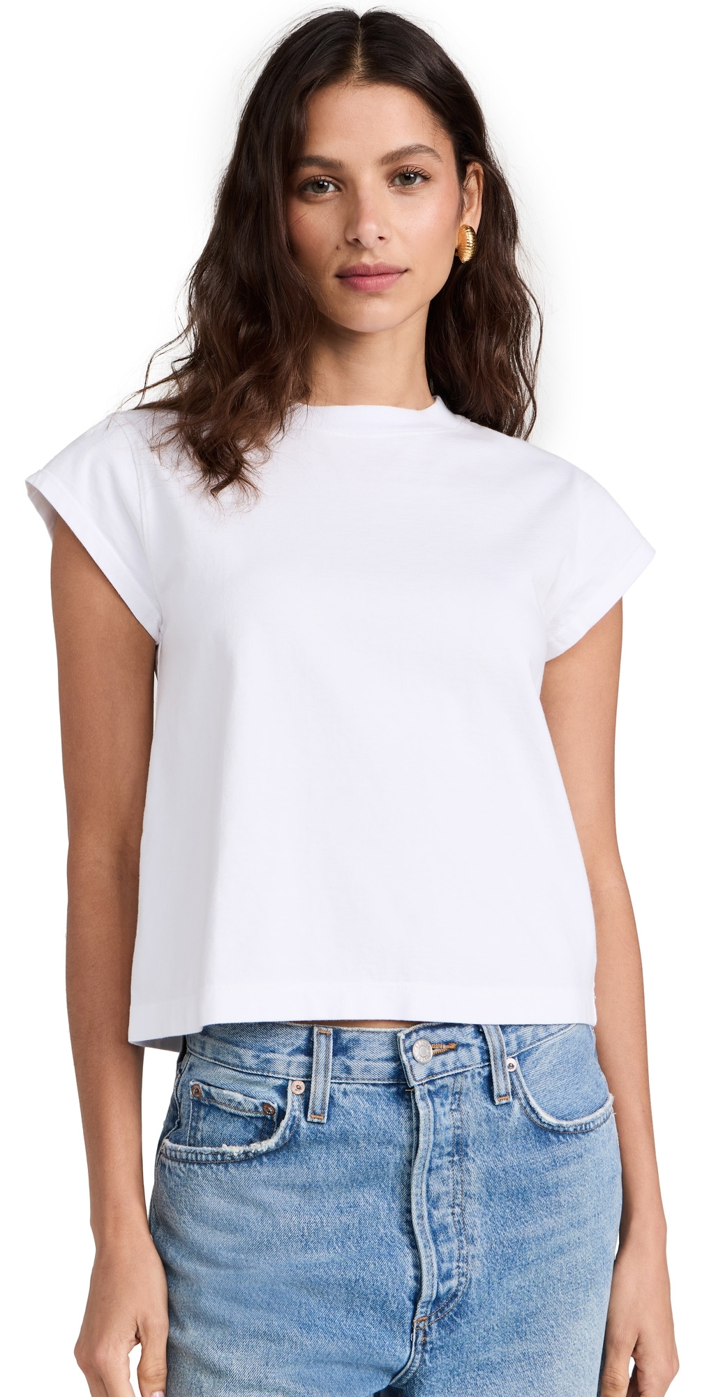 AGOLDE Bryce Cap Sleeve T-Shirt White S | Shopbop