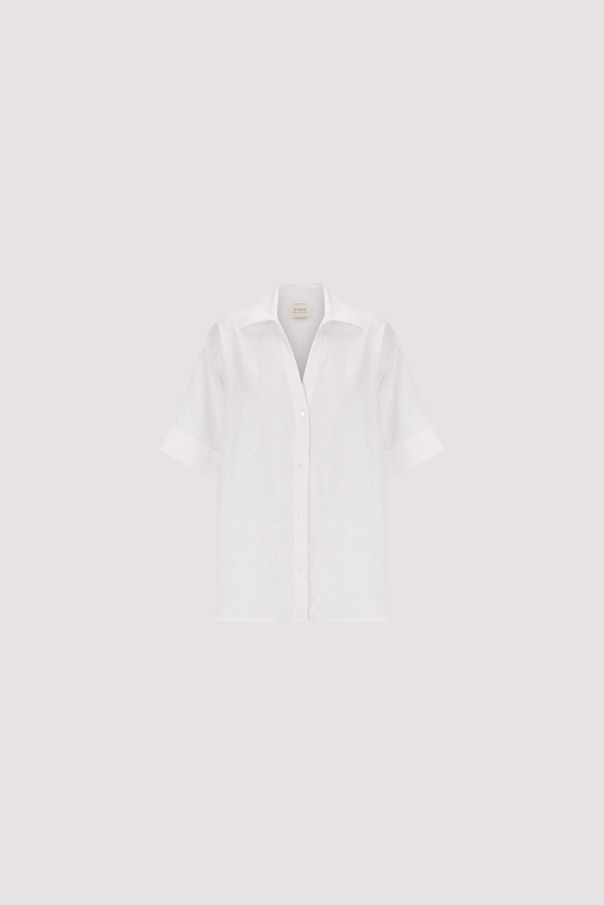 HELENA WHITE SHORT SLEEVE LINEN SHIRT | DISSH