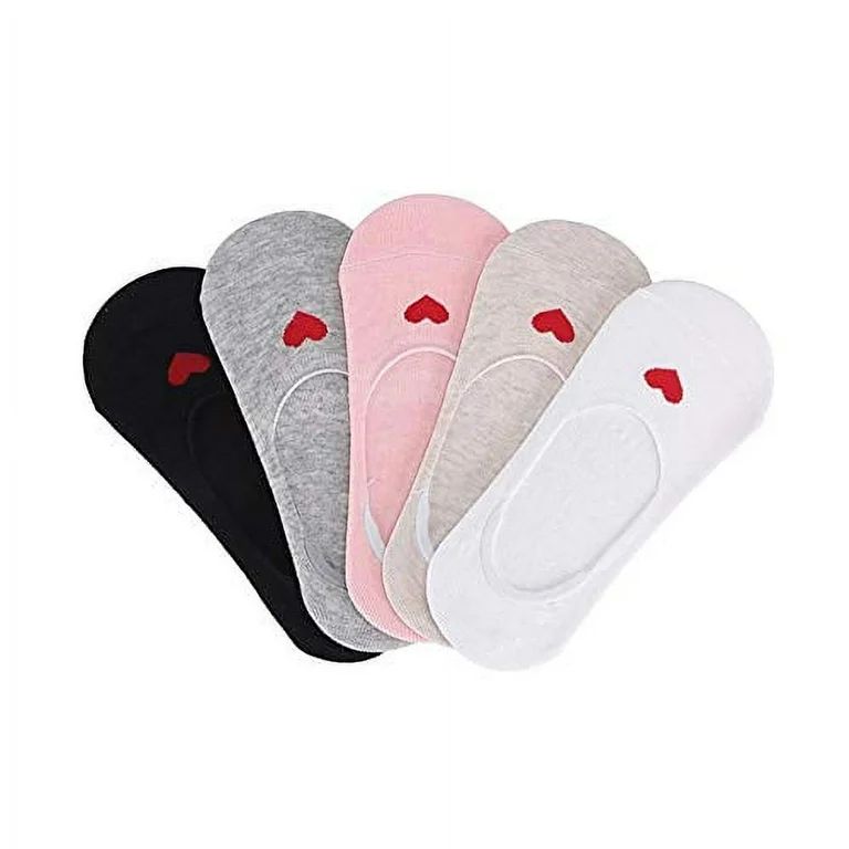 PACKO Socks No Show Kids Socks Low Cut Cotton Non-Slip for 6-12 Years Girls Cute Heart Pattern De... | Walmart (US)