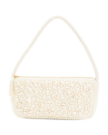 Faux Pearl And Shell Beaded Shoulder Bag | TJ Maxx