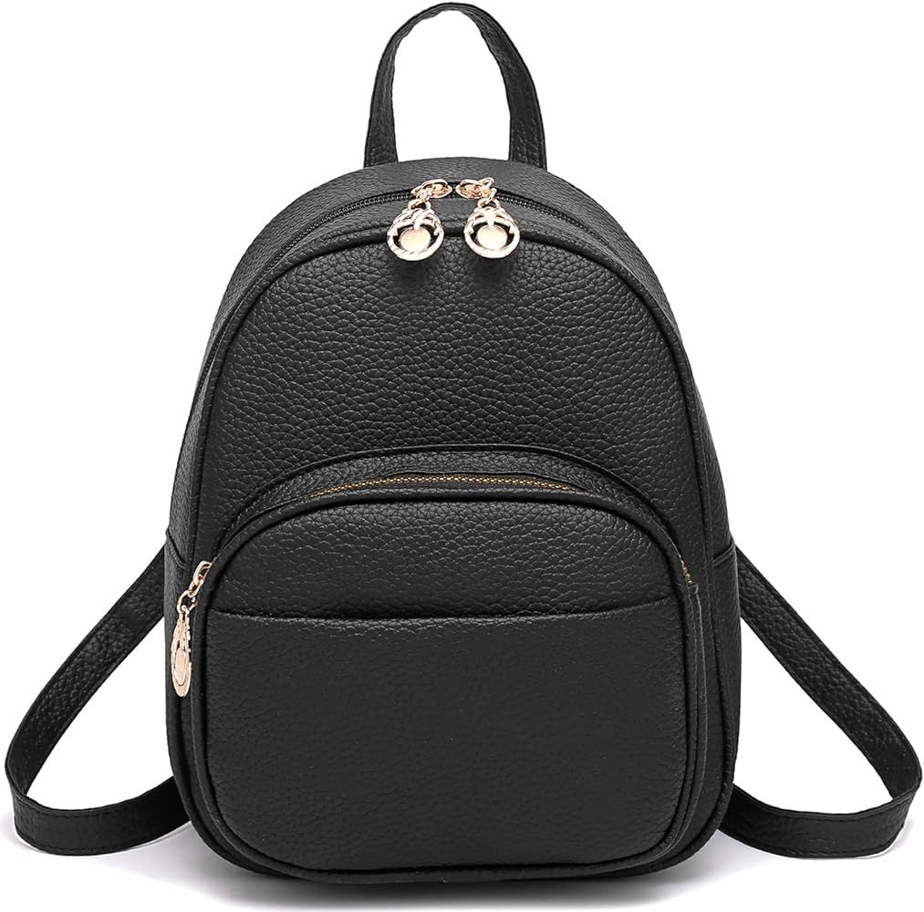 Barsine Little Backpack Bag Small Size Purse Vegan Leather Mini Daypack with Multiple Zipper Pock... | Amazon (US)