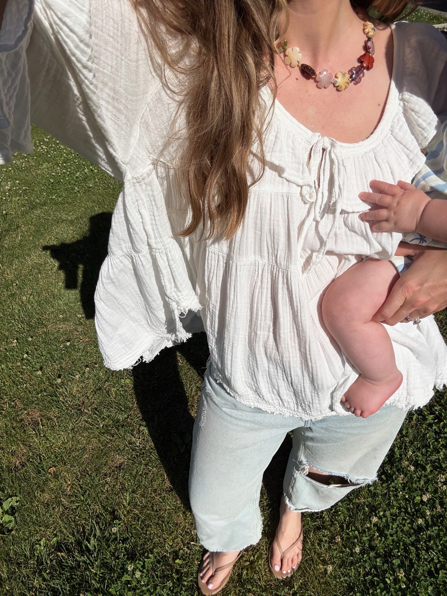 casual backyard family photos with my in laws! jeans tts, my most worn lately! Top is old free people, linked similar! Linked my husband shirt and my girls wore printed dresses from Pink Chicken!

Summer outfit, family photos

#LTKootd #LTKmomlife #LTKBaby