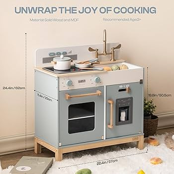 ROBUD Montessori Kids Kitchen Playset, Wooden Play Kitchen, Pretend Toddlers Kitchen Toy with Acc... | Amazon (US)