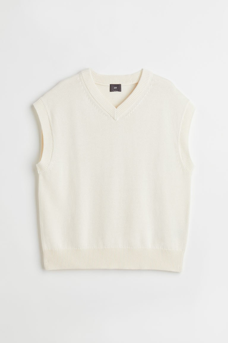 H & M - Relaxed Fit V-neck sweater vest - White | H&M (UK, MY, IN, SG, PH, TW, HK)