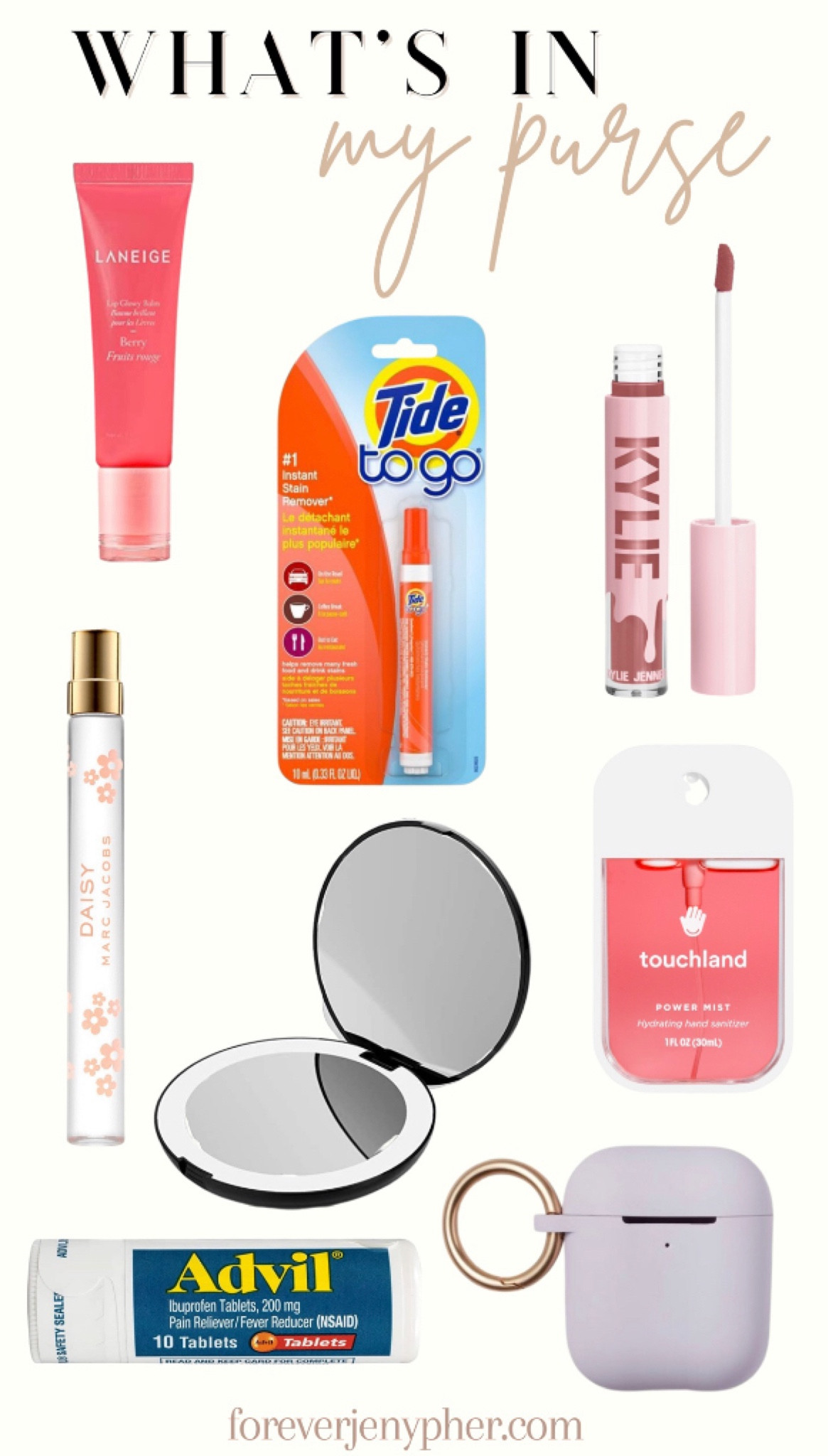 What’s in my purse!

Lil gloss, chapstick, tide to go, hand sanitizer, compact Mirror, perfume, advil, air pods case

#LTKfit #LTKstyletip #LTKSeasonal