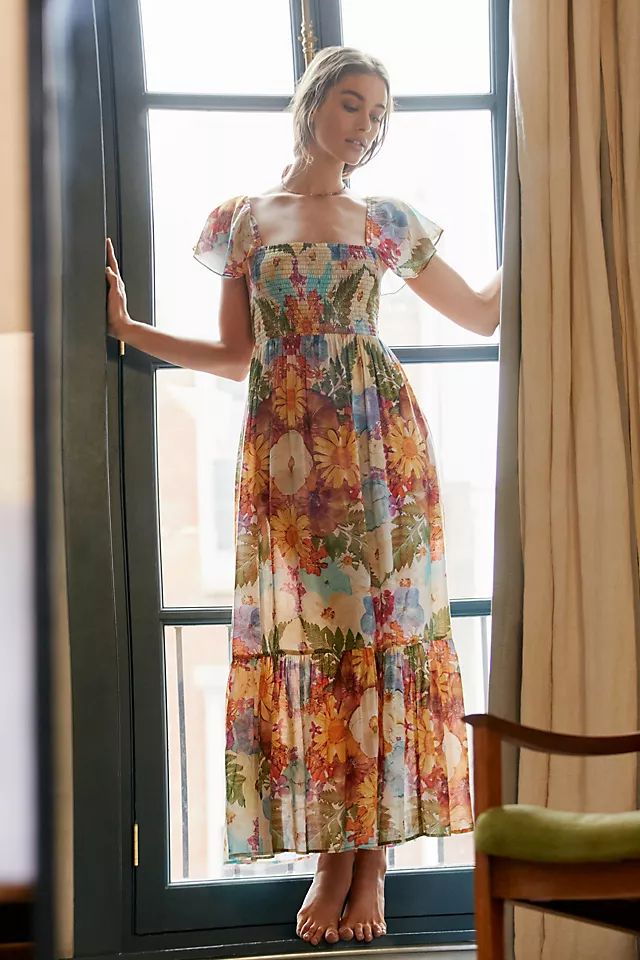 Moxy Collective Smocked Floral Maxi Dress | Anthropologie (US)