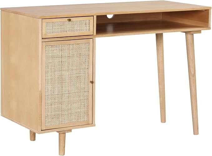 Nathan James Parker Modern Home Office, Small Writing, Computer or Laptop Desk with Drawer, Natur... | Amazon (US)