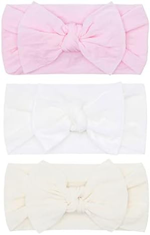 Baby Bling Bows - Newborn to Little Baby Girl Bows, 3PK CLASSIC KNOT Nylon Super Soft Stretchy To... | Amazon (US)