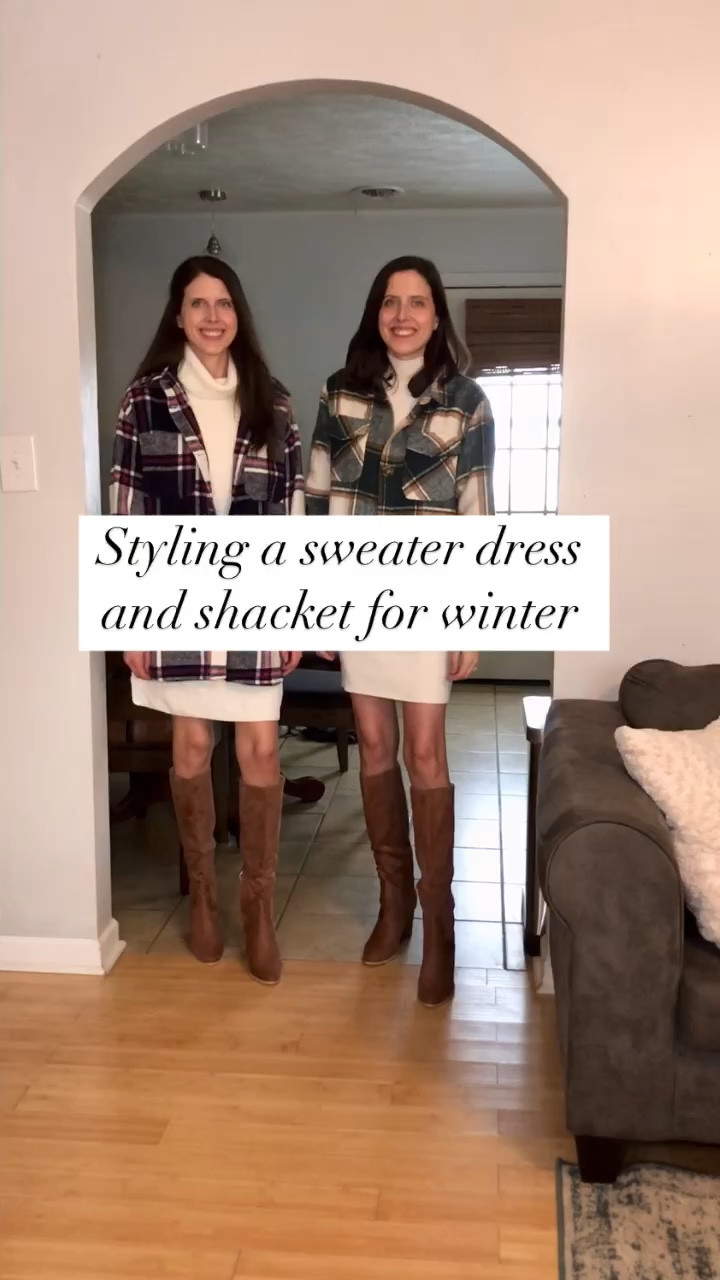Styling a sweater dress and a shacket for winter ❄️💙
Perfect outfit for date night 

#LTKSeasonal #LTKWatchNow #LTKFindsUnder100