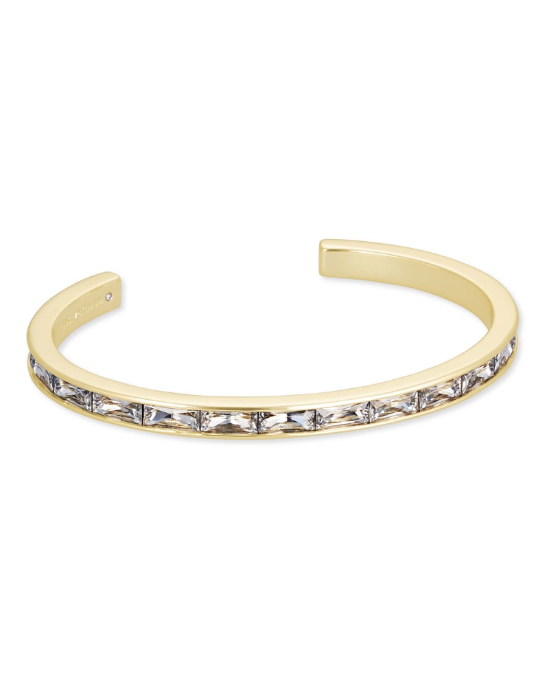Jack Gold Cuff Bracelet in White Crystal | Kendra Scott