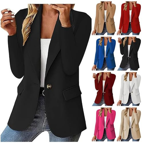 Black Blazer Women Blazers for Women Long Sleeve Office Spring Jackets Single Button Blazer Dressy Business Casual Work Suit Coats Black | Amazon (US)
