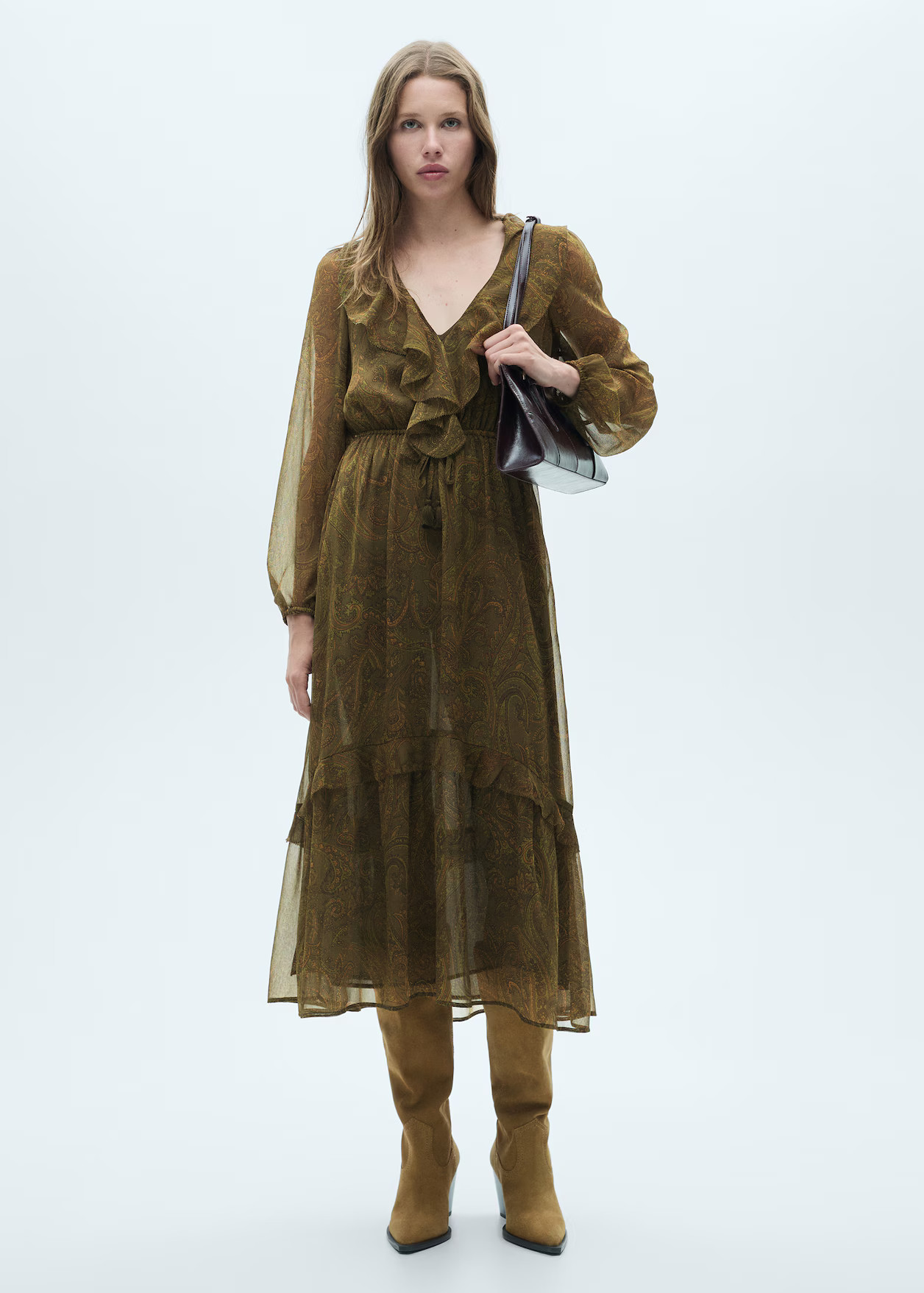 Ruffled paisley-print dress | Mango (US/MX/AU)