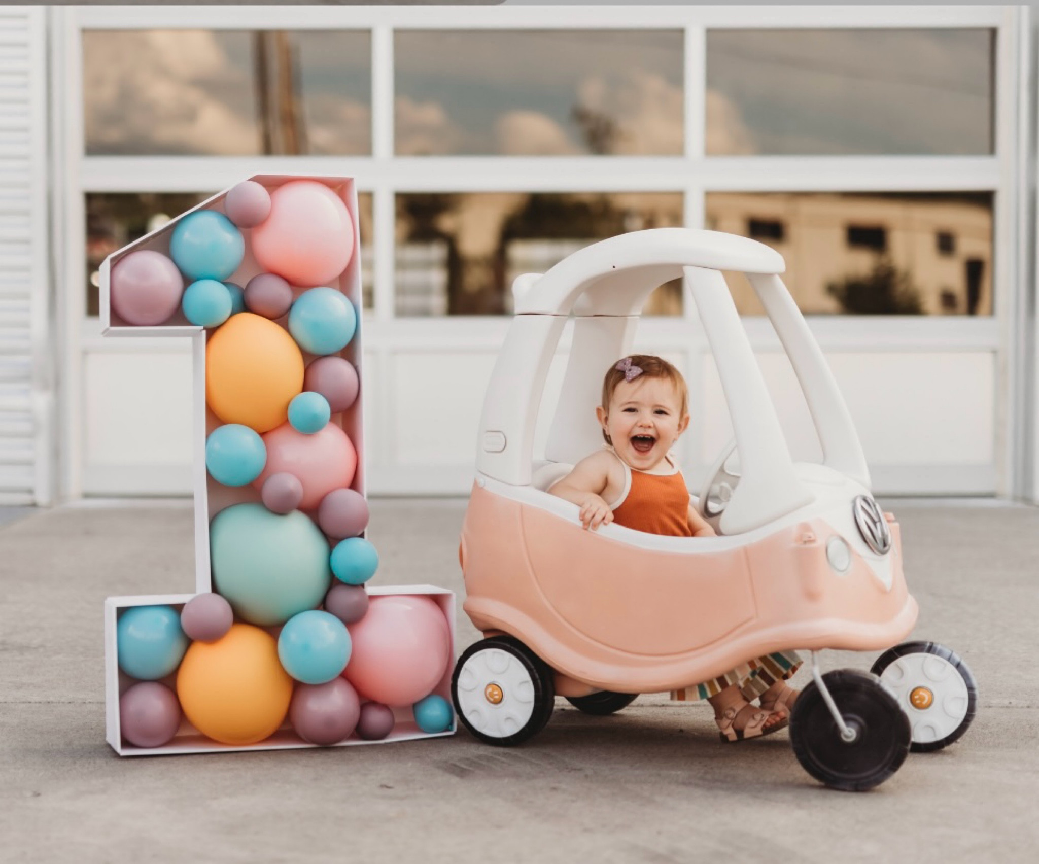 Baby girl first birthday photoshoot cozy coupe makeover turning one! Number one balloons! 

#LTKkids #LTKbaby #LTKfamily