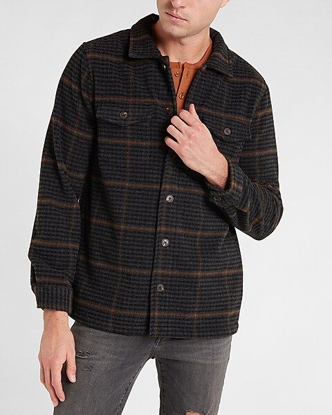 Houndstooth Wool-blend Shirt Jacket | Express