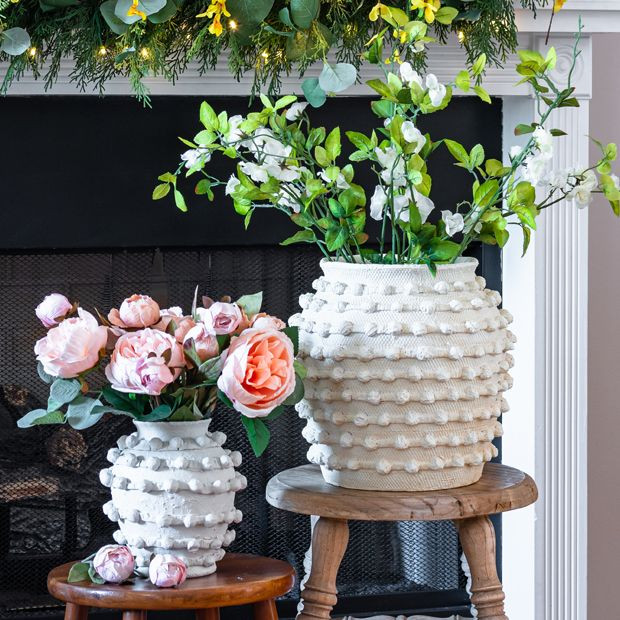 Cement Planter Vase With Textured Knots | Antique Farm House