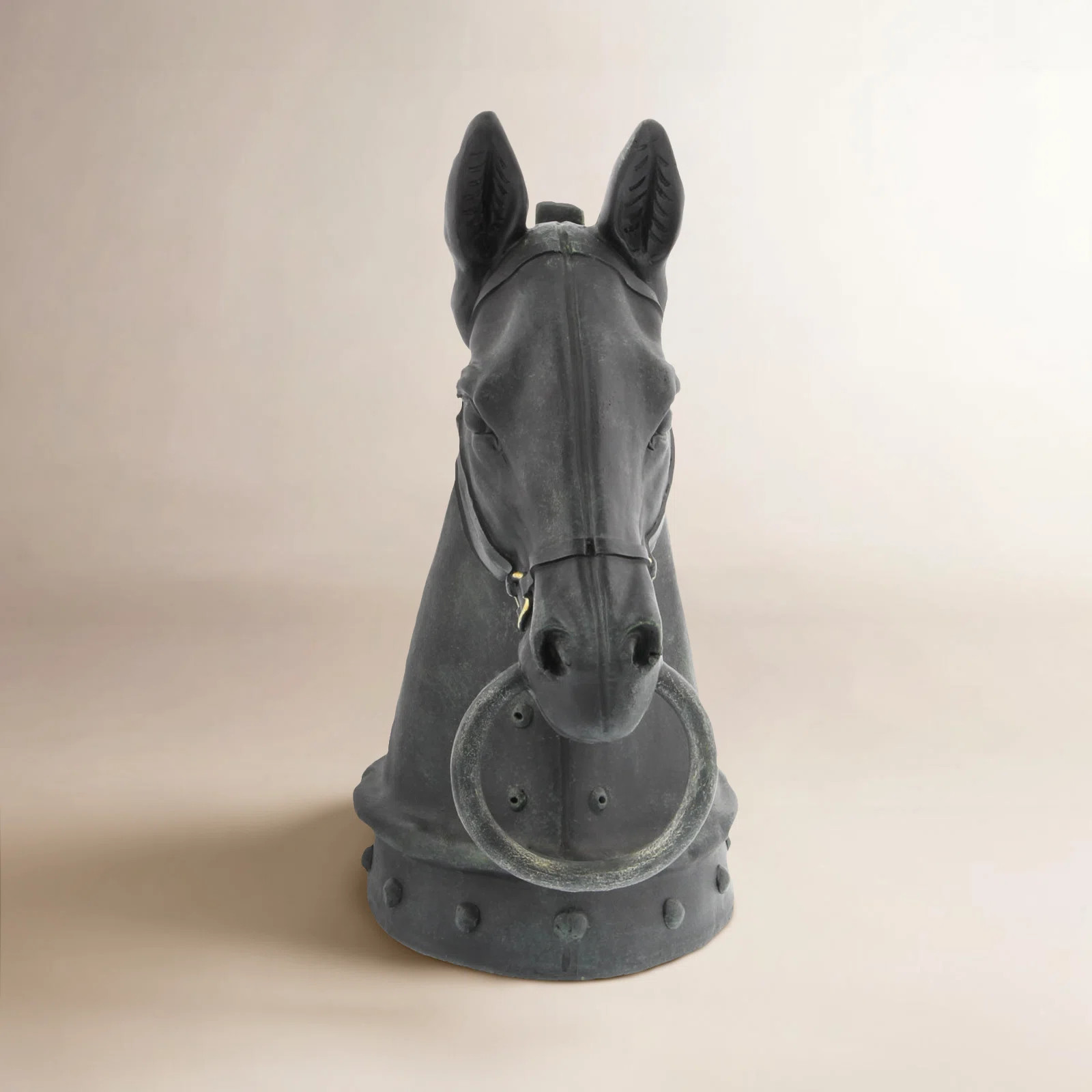 Lula Polystone Antique Style Head Horse Decorative Sculpture with Hitching Post and Gold Accents | Wayfair North America