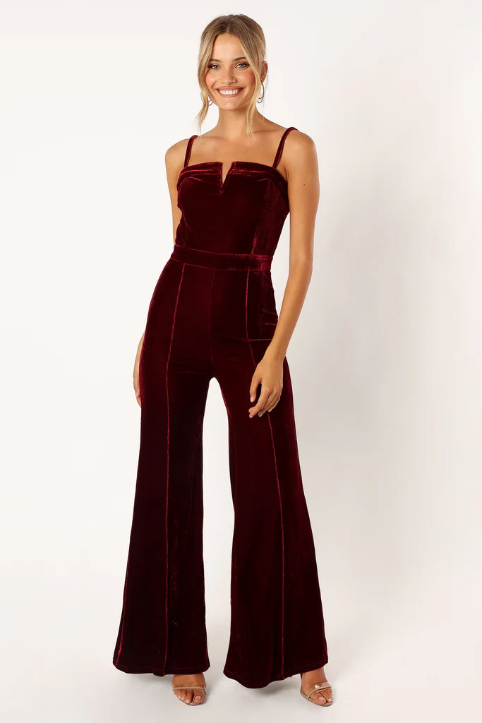 Lexie Velvet Jumpsuit - Burgundy | Petal & Pup (US)