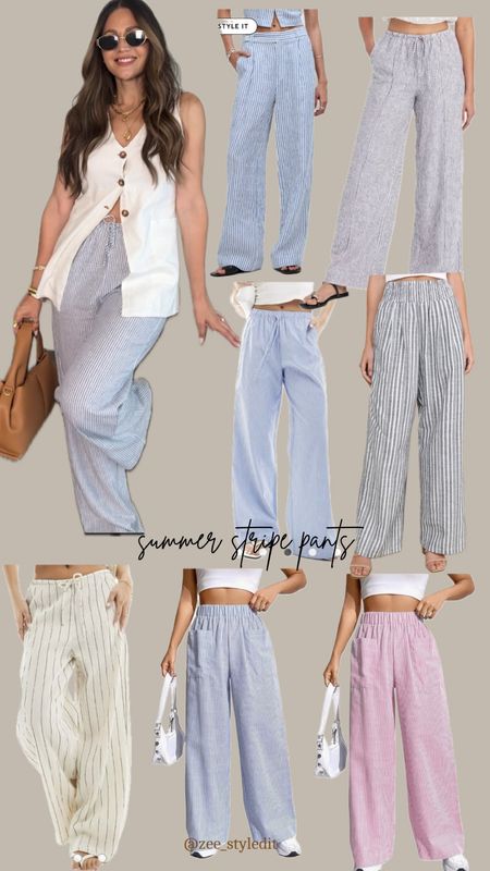 Summer stripe pants 🤌🏻🤍

#LTKStyleTip #LTKU #LTKOver40