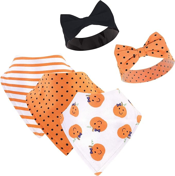 Hudson Baby Unisex BabyCotton Bib and Headband or Caps Set | Amazon (US)