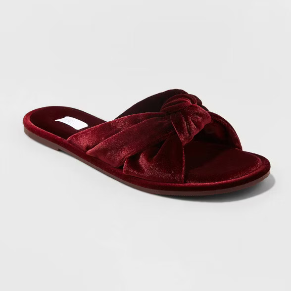Women's Gracie Velvet Knotted Slide Slippers - Stars Above™ | Target