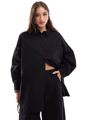 ASOS DESIGN washed shirt co-ord in black | ASOS (Global)