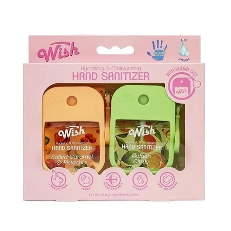 Wish Hand Sanitizer Spray 2 Pack With Silicone Case 1.2FL OZ(35ml)-Salted Caramel-Golden Citrus | Walmart (US)