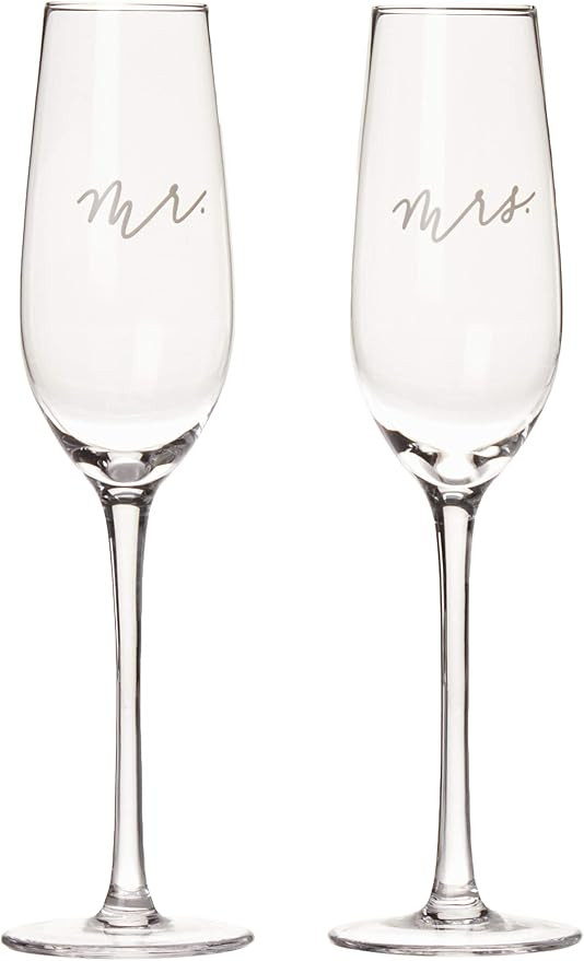 Pearhead Mr. & Mrs. Champagne Flute Set - Elegant His and Hers Wedding Toasting Glasses for Unfor... | Amazon (US)