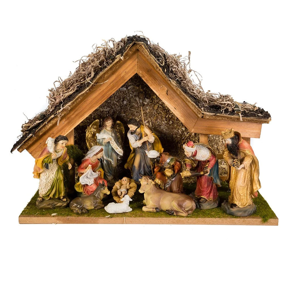 Kurt Adler 12-Inch Nativity Set with Stable and 10 Figures | Walmart (US)