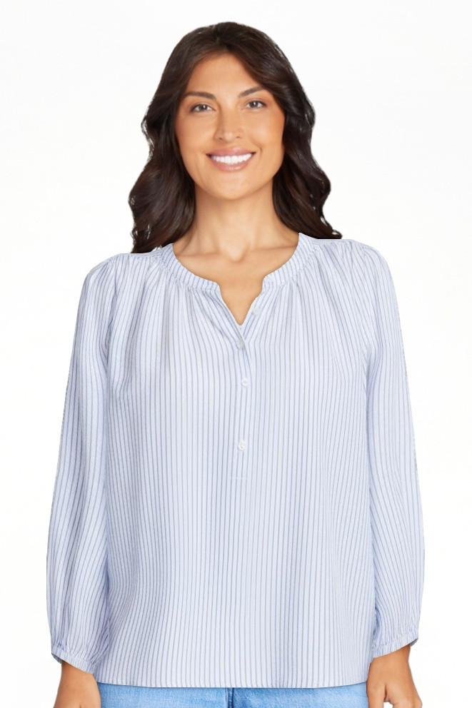 Free Assembly Women's Shirred Cotton Button Down Blouse with Long Sleeves, Sizes XS-XXL | Walmart (US)