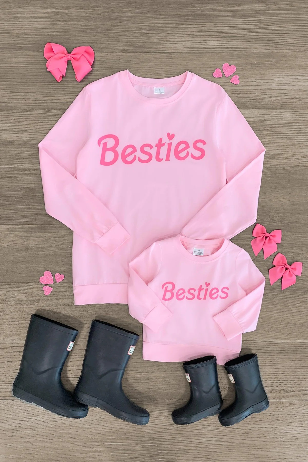 Mom & Me - "Besties" Pink Long Sleeve Top | Sparkle In Pink