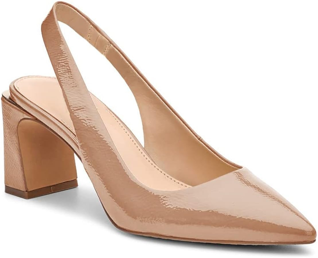 Jeimpoey Womens Slingback Chunky Heels Point-toe Pump Shoes Block Heel Summer Sandals Low-heel Pa... | Amazon (US)