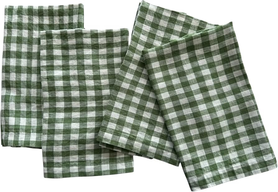 Linen Napkins – 100% French Flax – Stonewashed Pure Linen Cloth Napkins – Mitered Corners ... | Amazon (US)