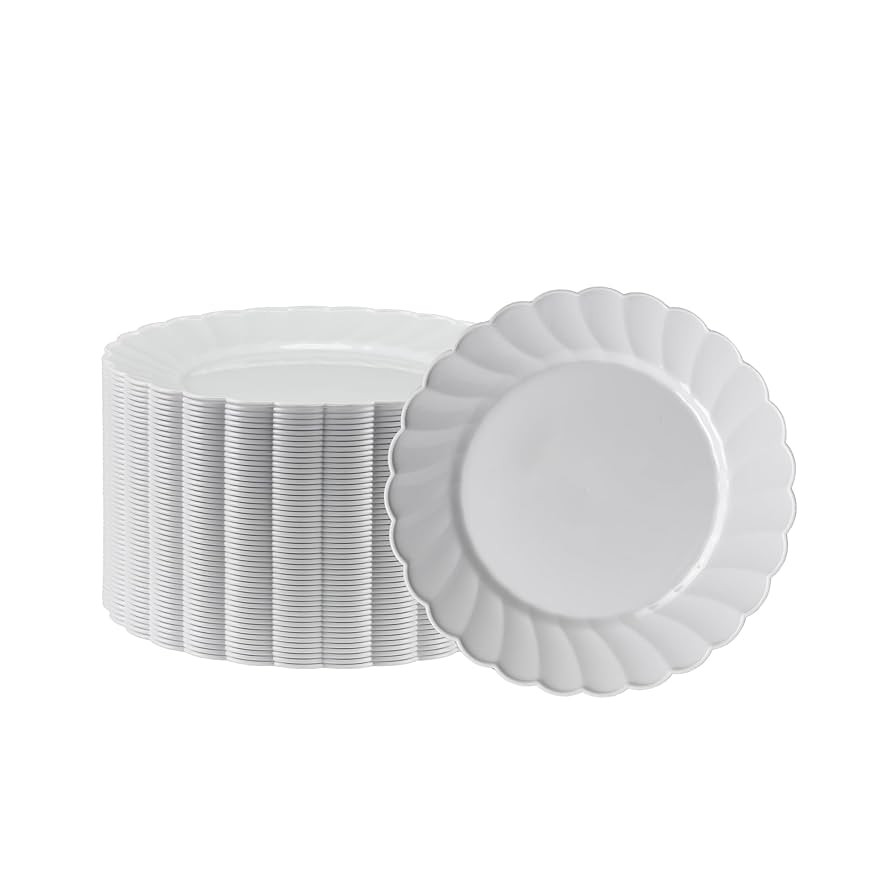 Premium Hard Plastic Round White Plates – 50 x 6” -Washable & Reusable - Party Supplies For B... | Amazon (US)