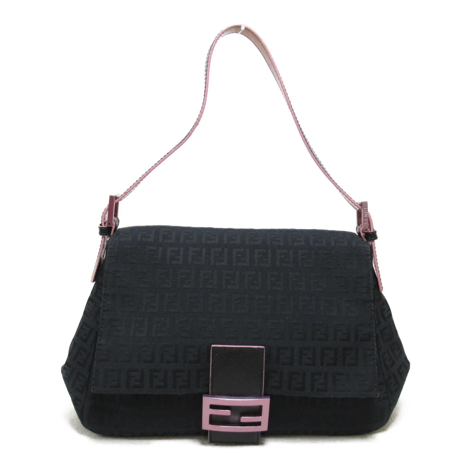 FENDI Zucchino Mamma Baguette Shoulder Bag canvas Black Pink Used Women | eBay US