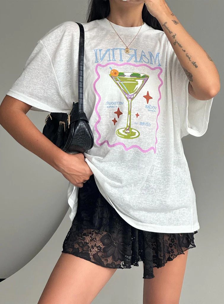 Martini Oversized Tee White | Princess Polly US