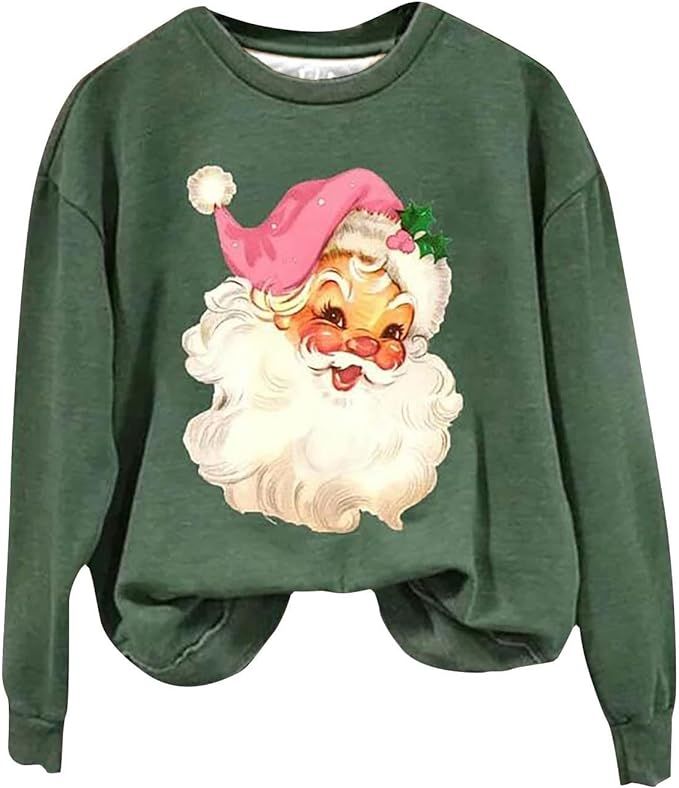 LAGKQS Ugly Christmas Sweatshirt for Women Long Sleeve Christmas Funny Print Holiday Pullover Swe... | Amazon (US)