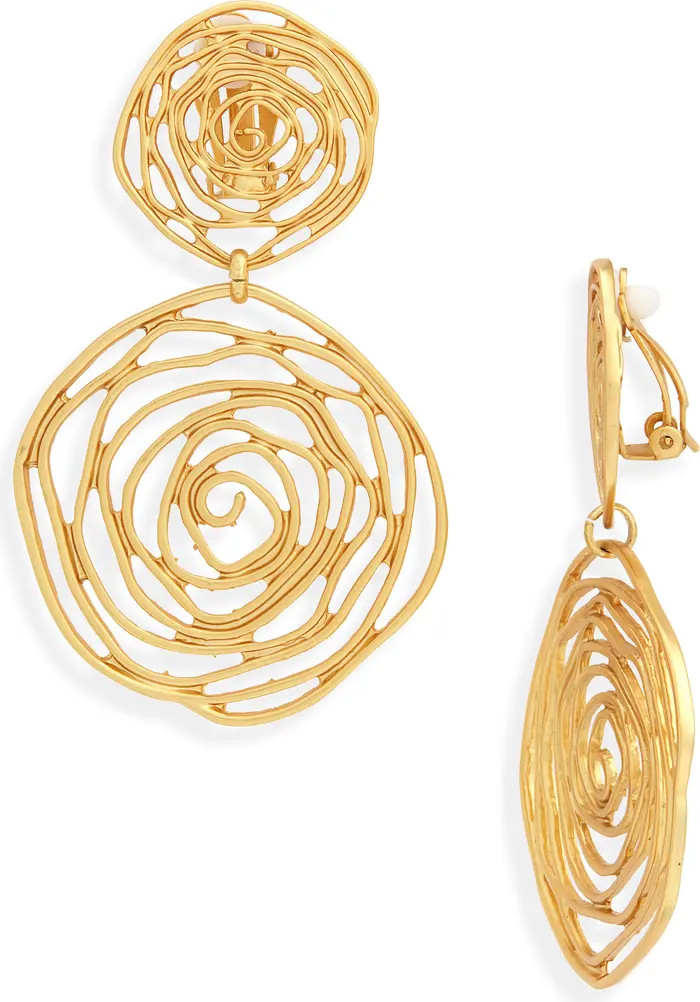 Oversize Rose Cutout Drop Clip Earrings | Nordstrom