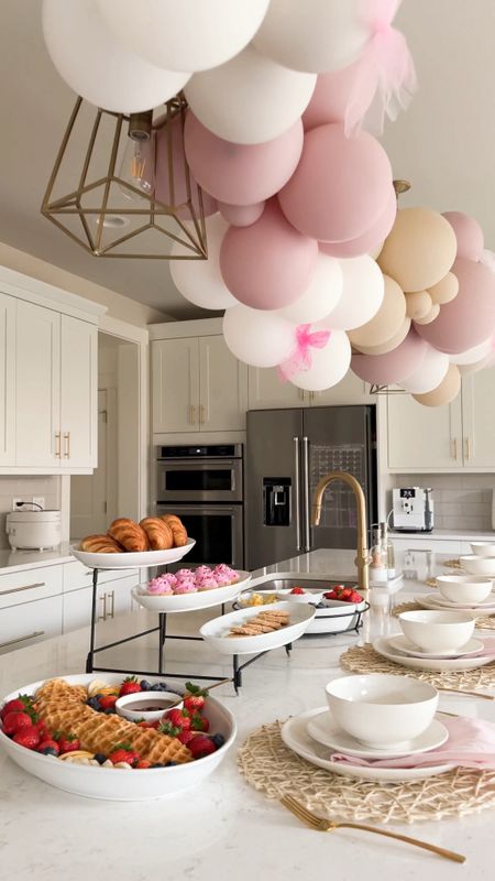 Valentine's Day breakfast set up! serverware and dinnerware from Kohl’s! bar stools, serving bowls, mini cupcakes, serving trays, balloons 

#LTKMostLoved #LTKparties #LTKhome