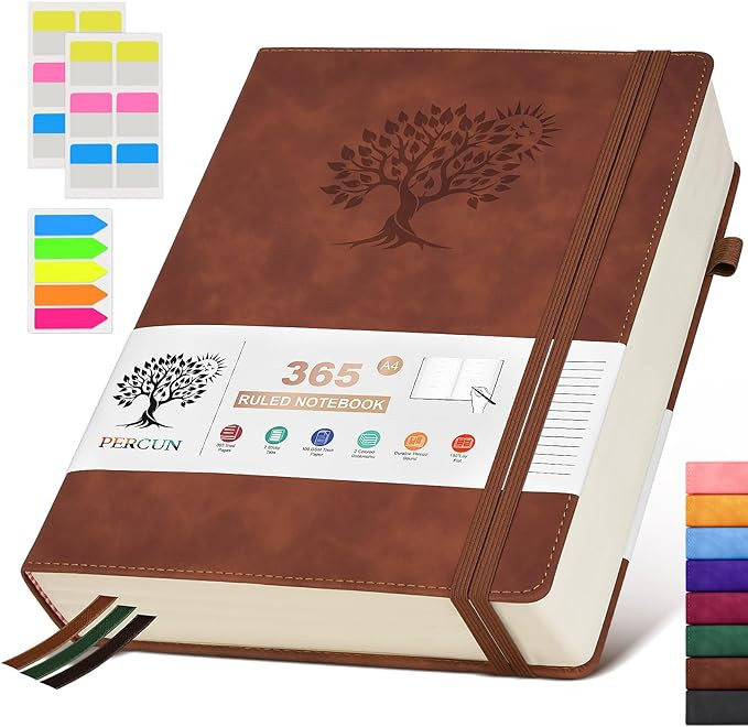 A4 Lined Journal Notebook，365 Page Large Leather Journals for Writing Women Men，Hardcover Not... | Amazon (US)