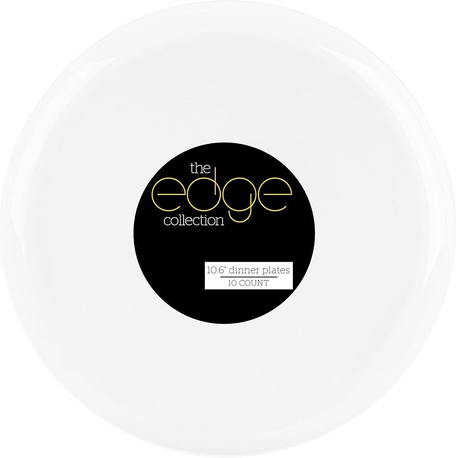 PLASTICPRO [30 Pack 10.7''] White Plastic Party Plates Edge Collection Premium heavyweight Elegan... | Amazon (US)
