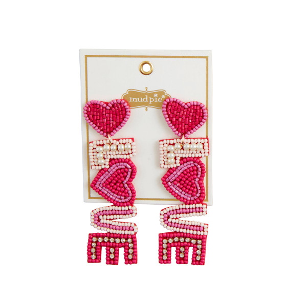 Pink Love Beaded Earrings | Mud Pie