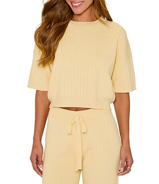 Coordinating Short Sleeve Boxy Sweater Tee | Dillard's