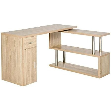 HOMCOM L-Shaped Rotating Computer Desk Home Office Study Workstation with Storage Shelves, Cabine... | Amazon (US)
