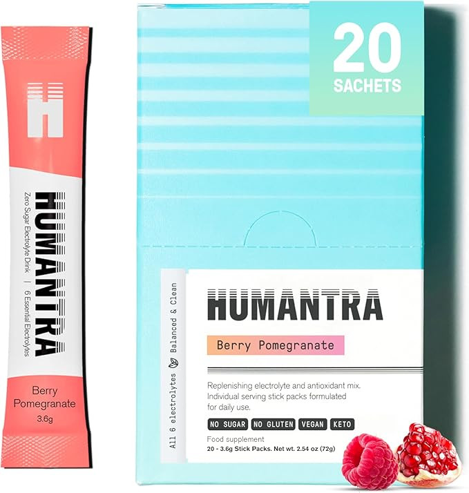 Humantra Electrolyte Packets | Zero Sugar | W/ 6 Electrolytes | Electrolytes Powder (20 Count, Be... | Amazon (UK)