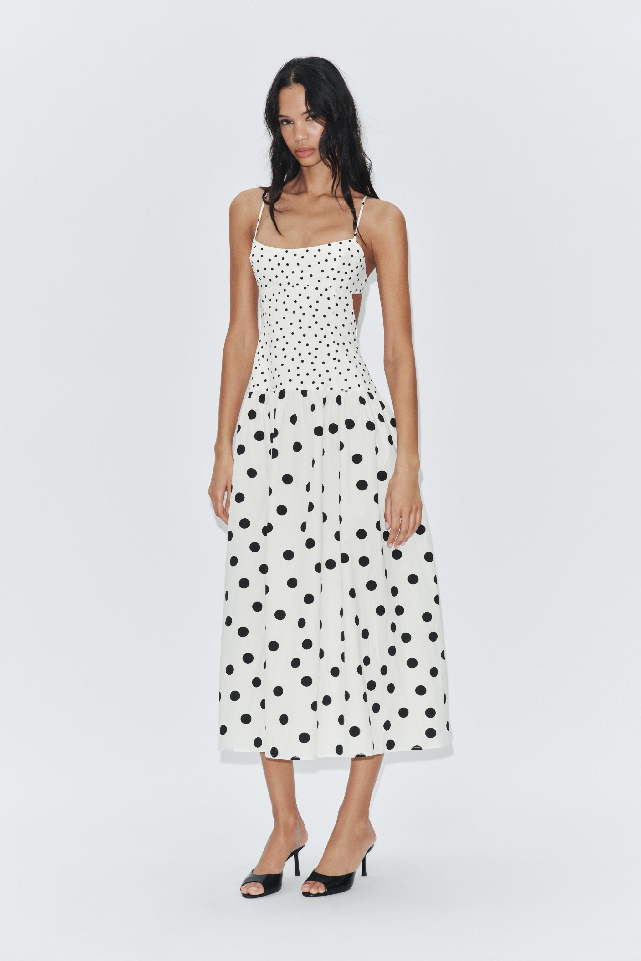 POLKA DOT STRAPPY MIDI DRESS | Zara US