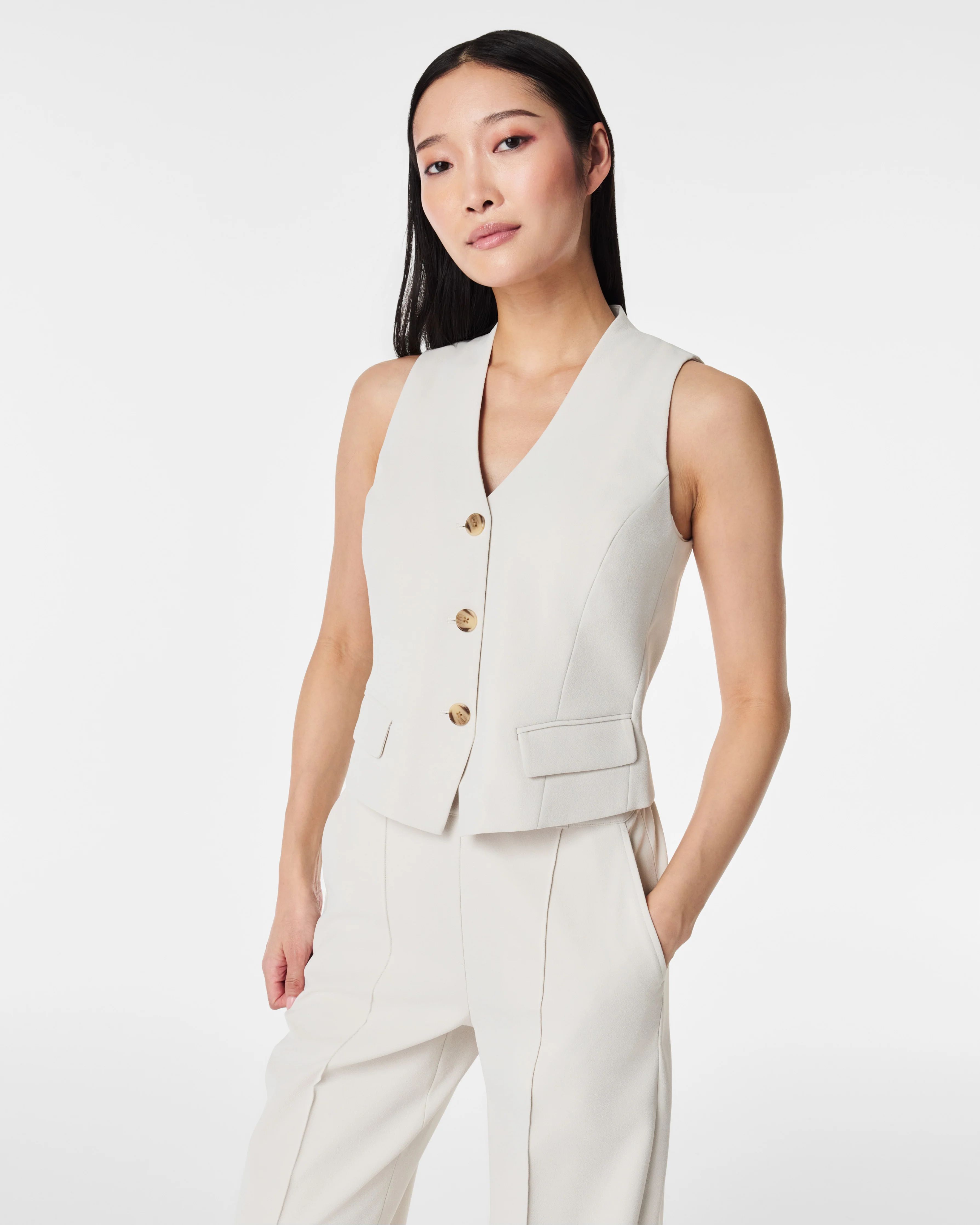Carefree Crepe Vest Top With No-Show Coverage | Spanx