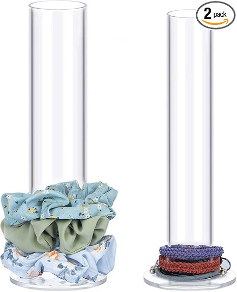 ByKen Jewelry 2PCS Acrylic Scrunchie Holder Organizer,Hair Ties Display stand,Organizer for Brace... | Amazon (US)