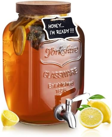Mustry Glass Drink Dispenser for Parties, 1 Gallon Beverage Dispenser with Spigot Solid Stainless... | Amazon (US)