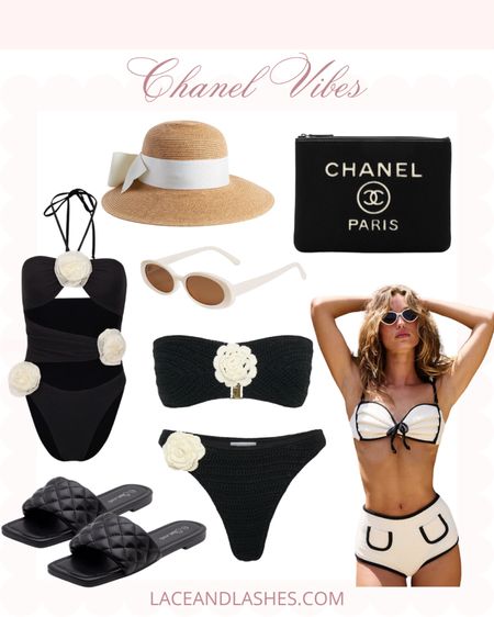 Chanel vibes swimwear🤍 love the rosette swimwear on major trend right now!!
Vacation outfit, resortwear, Amazon finds 

#LTKSeasonal #LTKFindsUnder100 #LTKFindsUnder50